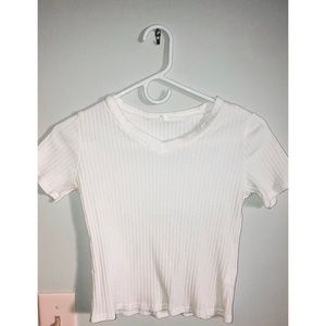 white v-neck crop top
